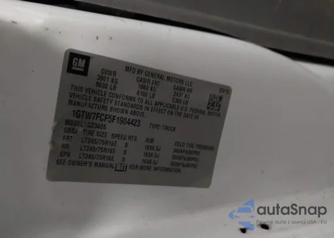 2015 GMC Savana 2500 Work Van из США, поврежденный, VIN 1GTW7FCF5F1904423